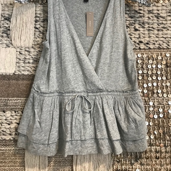 NWT J Crew gray surplice ruffle tank XXXS - Picture 2 of 5